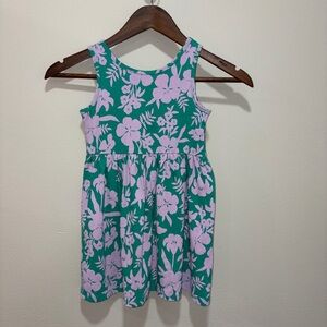 Girls Green & Light Pink Floral Tank Dress - Kids Shirt